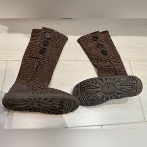 UGG Brown Knit Button Boots